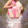 Sac de plage femme 044g 01 rose Barbie+raphia