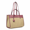 Sac de plage femme 045g 01 rose framboise + raphia
