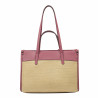 Sac de plage femme 045g 01 rose framboise + raphia