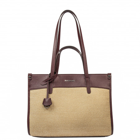 Sac de plage pour femme 045g 01 bordeaux+raphia