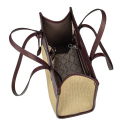 Sac de plage pour femme 045g 01 bordeaux+raphia