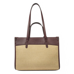 Sac de plage pour femme 045g 01 bordeaux+raphia