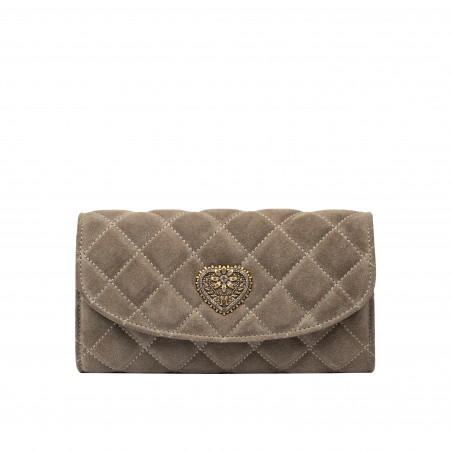 Sac à main femme bandoulière 048g en daim couleur grès