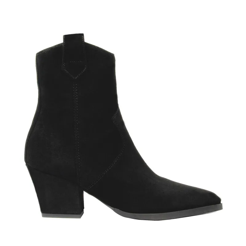 Bottes à talons pour femme 1411 en velours noir