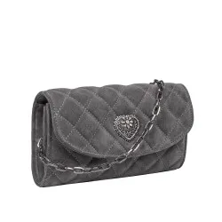 Sac à main pour femme à bandoulière 048g 01 en daim gris