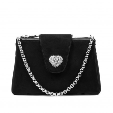 Sac à bandoulière femme 051g 01 noir camoscio