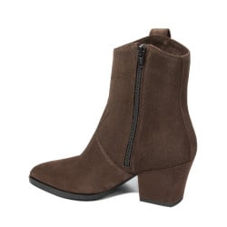 Bottes à talon femme 1411 en daim chocolat