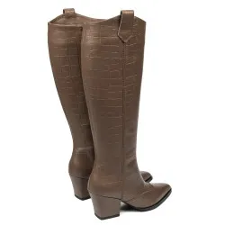 Botte à talon femme 1413 croco café
