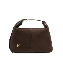 Sac à main pour femme 037-1g en daim chocolat