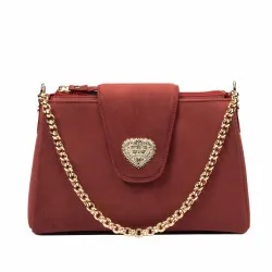 Sac à main femme de l'épaule 051g daim rouge