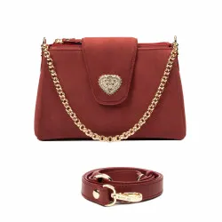 Sac à main femme de l'épaule 051g daim rouge