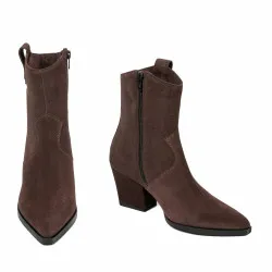 Bottes à talons pour femme 1411 velours cacao