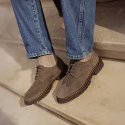 Chaussures casual pour hommes 989 en velours gris lifestyle