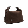 Sac à main femme 037-1g 01 en daim chocolat