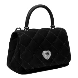 Sac à main pour femme bandoulière 049g 01 suédine noire