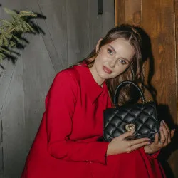Sac à main femme d'épaule 049g 01 noir caviar
