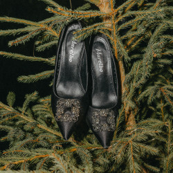 Chaussures élégantes femme 1339 satin noir lifestyle