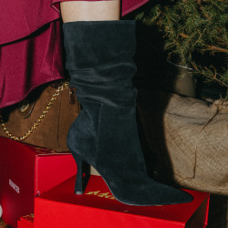 Bottes à talons pour femme 1410 en velours noir lifestyle