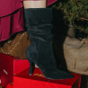 Bottes à talons pour femme 1410 en velours noir lifestyle