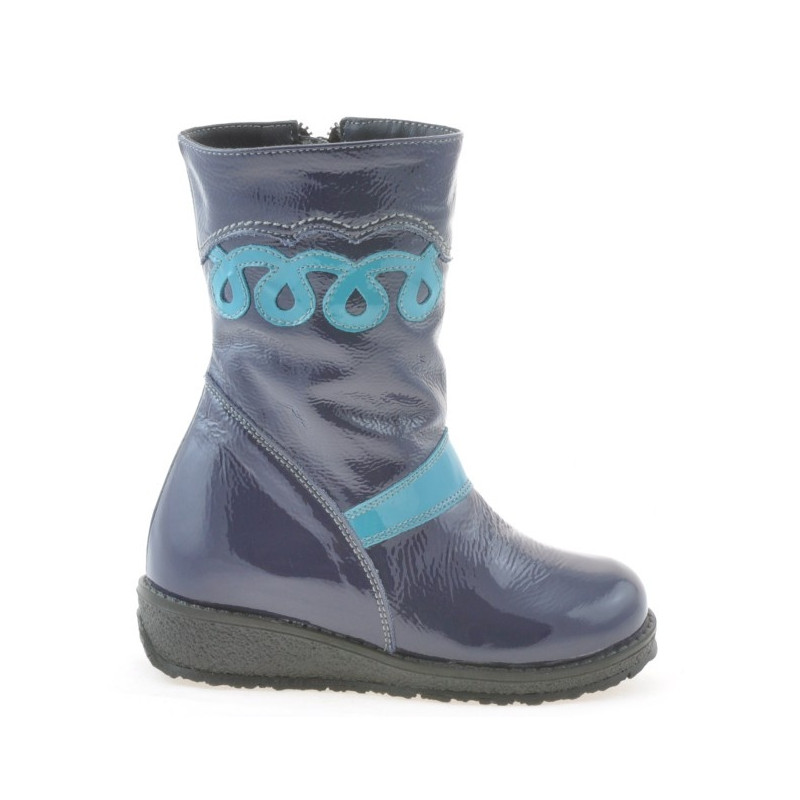 Bottes petits enfants 23c vernis indigo+bleu
