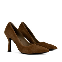 Chaussures élégantes femme 1322 velours marron