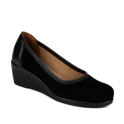 Chaussures décontractées femme 6094 cuir noir combiné