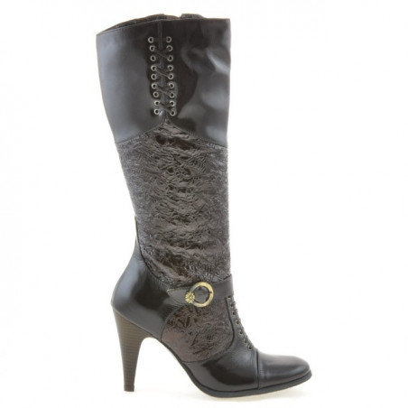 Bottes femme 1109 crêpe laqué café