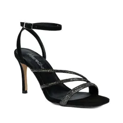 Sandales femme 1337 en velours noir combiné