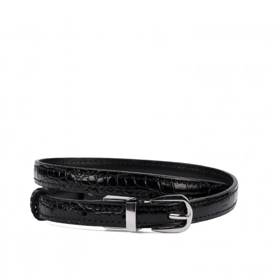 Ceinture femme 45-1mc bicolore noir+crocodile noir