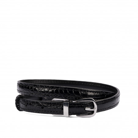 Ceinture femme 45-1mc bicolore noir+crocodile noir