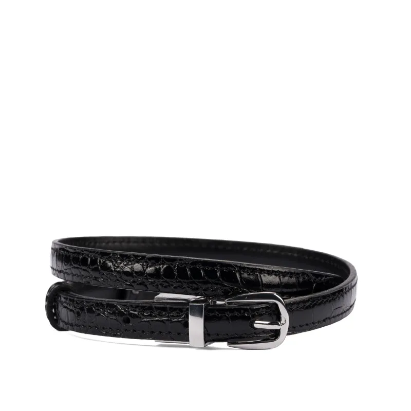 Ceinture femme 45-1mc bicolore noir+crocodile noir