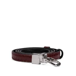 Ceinture femme 45-1mc bicolore noir+croco bordeaux