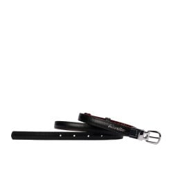 Ceinture femme 45-1mc bicolore noir+croco bordeaux