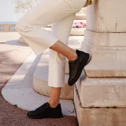 Chaussures de sport femme 6103 cuir noir combiné lifestyle