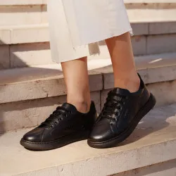 Chaussures de sport femme 6103 cuir noir combiné lifestyle