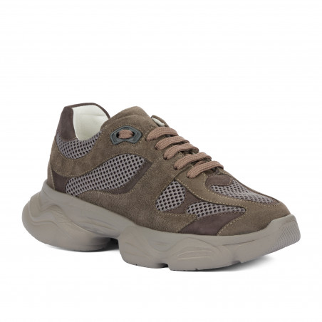 Chaussures de sport femme 6102 sable velours combiné 01
