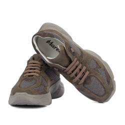 Chaussures de sport femme 6102 sable velours combiné 01