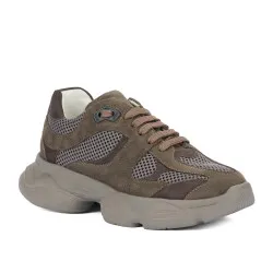 Chaussures de sport femme 6102 sable velours combiné 01