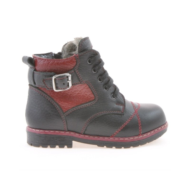 Bottes petits enfants 21c noir+grenat
