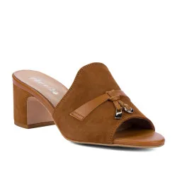 Sandales femme 1367 velours camel