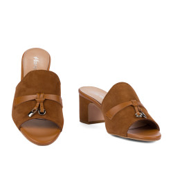 Sandales femme 1367 velours camel