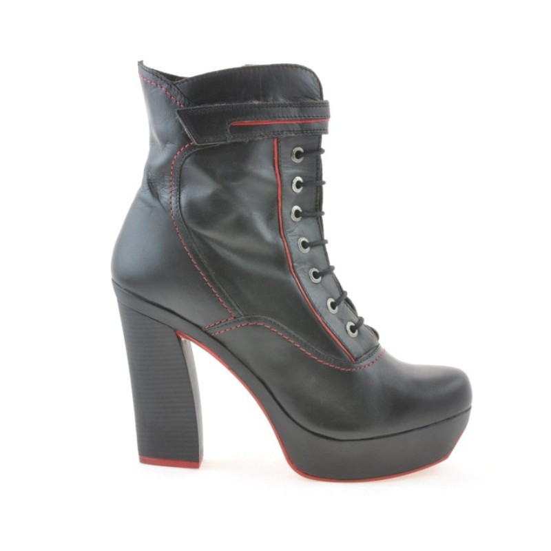 Bottines femme 3261 noir+rouge