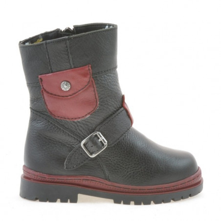Bottes petits enfants 22c noir+bordeaux