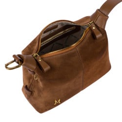 Sac à main femme 037-1g en suède marron