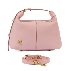 Sac à main femme 037-1g en cuir suédé rose bébé