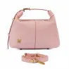 Sac à main femme 037-1g en cuir suédé rose bébé