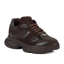 Baskets femme 6102 chocolat combiné