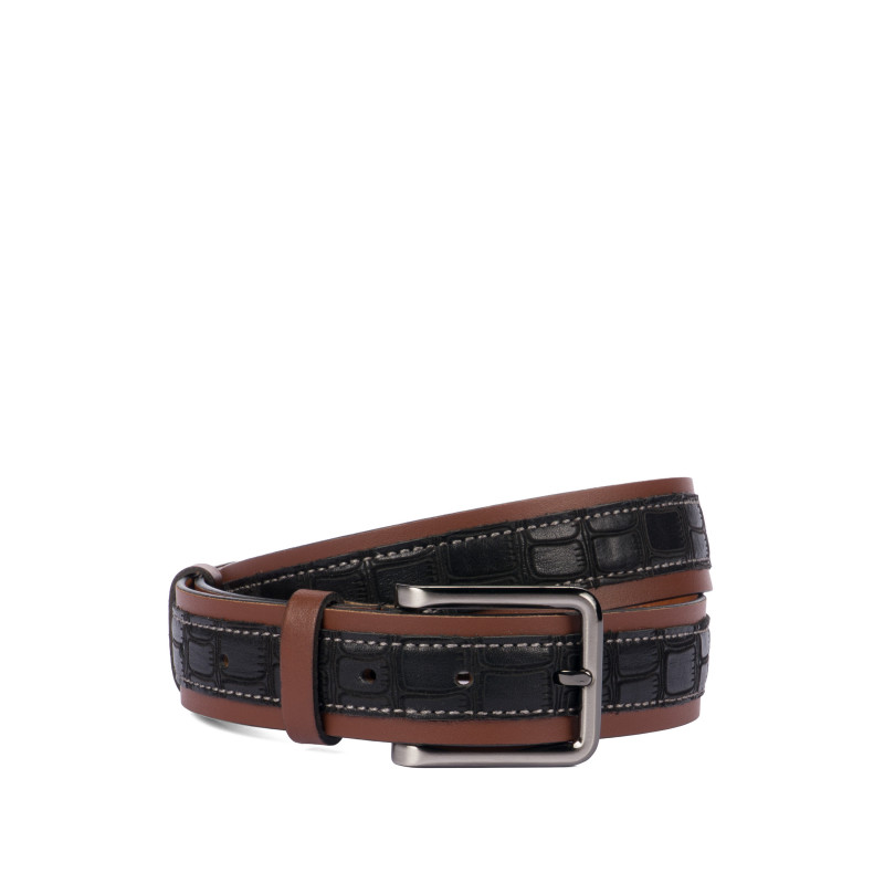 Ceinture hommes 18b croco noir+marron