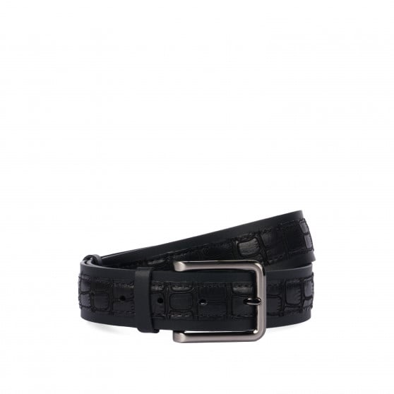 Ceinture hommes 18b noir+croco noir