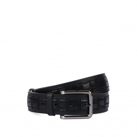 Ceinture hommes 18b noir+croco noir